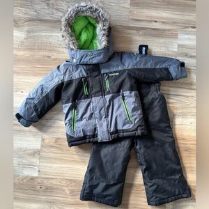OshKosh B'gosh Black and Gray Snowsuit with Green Accents